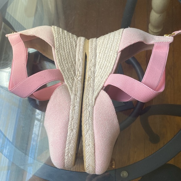 TALBOTS PINK LYNDSAY D'ORSAY ESPADRILLE WEDGES SANDALS SIZE 8.5 - Picture 12 of 17